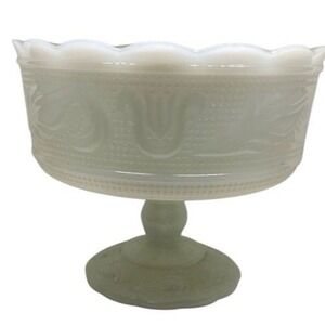 Vintage E.O. Brody White Milk Glass Pedestal Bowl Compote Vase